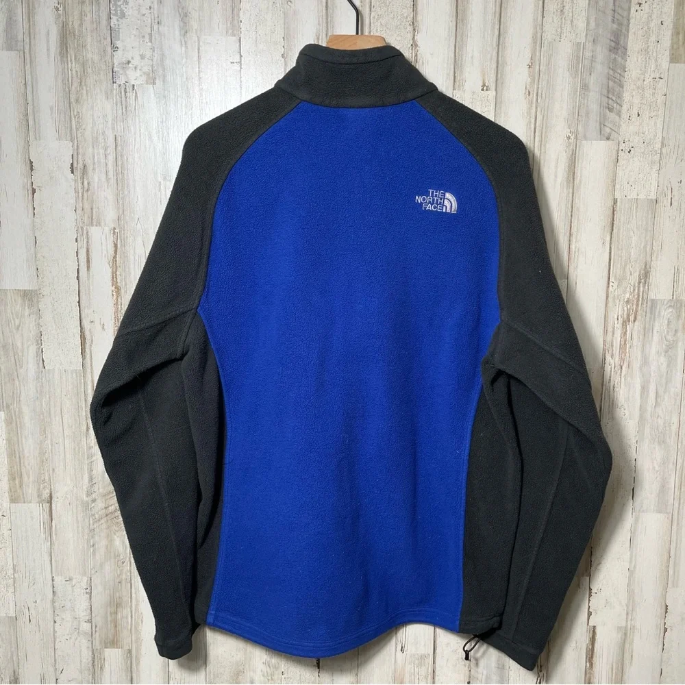 Y2K North Face Black Blue Zip‎ Fleece Collared Sweater Mens Large